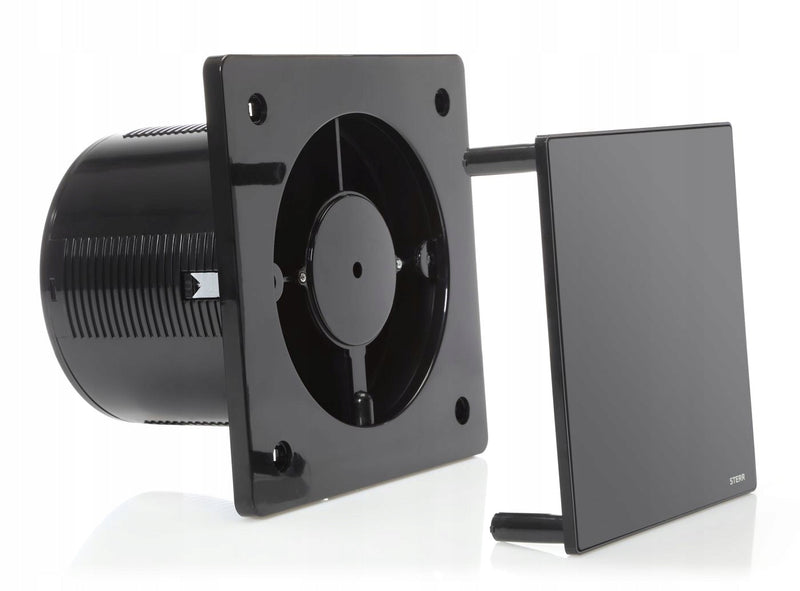 Ventilatore bagno nero 150mm - Ventilatore bagno con valvola di non ritorno e sensore di umidità - BFS150H-B