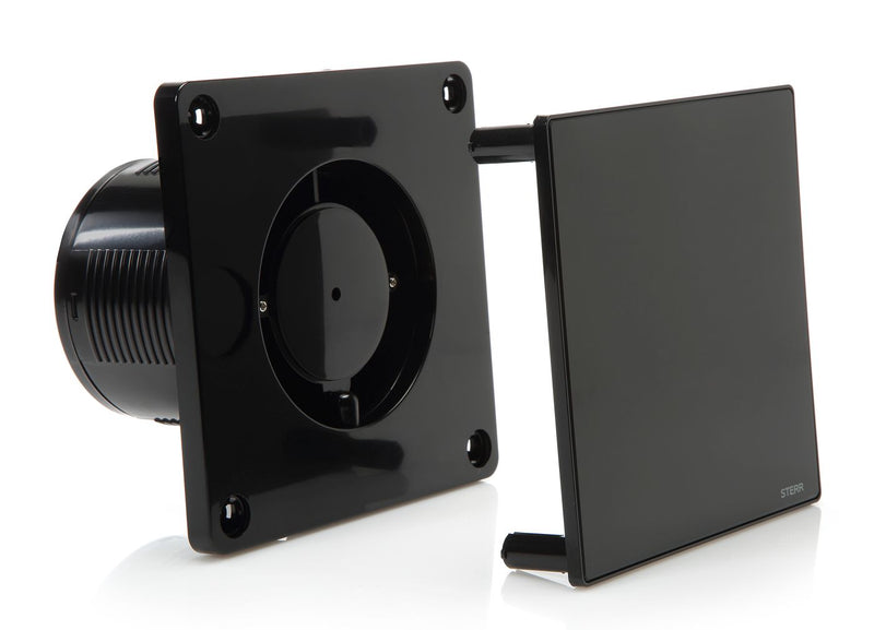 Ventilatore da bagno nero opaco 100 mm - Ventilatore da bagno con valvola di non ritorno, igrostato e timer - funzionamento silenzioso - BFS100H-B - STERR