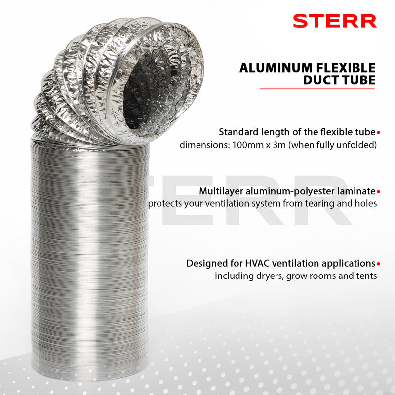 Tubo flessibile in alluminio 100 mm x 3 m - ALD100_3