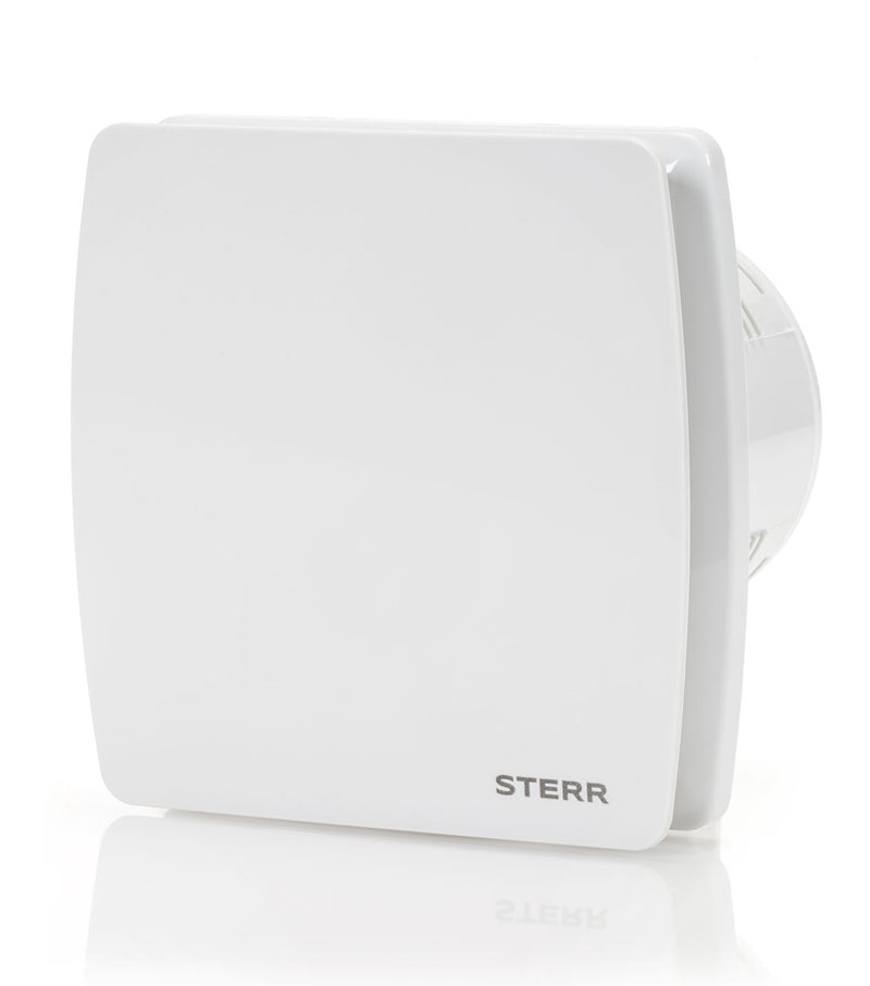 Bianco Ventilatore da bagno 100 mm - Ventilatore da bagno con valvola di non ritorno, igrostato e timer - funzionamento silenzioso - LFS100-QH - STERR