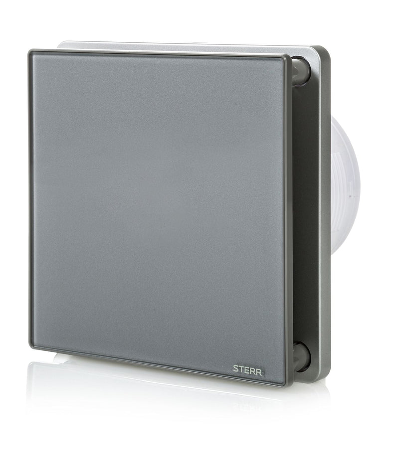 Ventilatore da bagno grigio 100 mm - ventilatore da bagno con valvola di non ritorno, igrostato e timer - funzionamento silenzioso - BFS100H-G - STERR