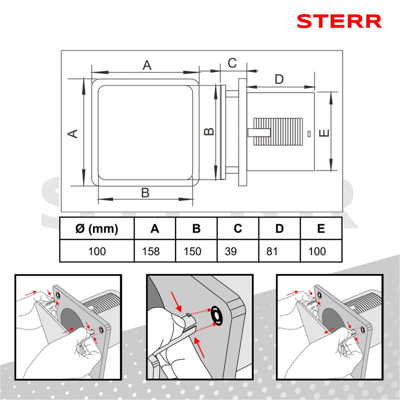 Aspiratore da bagno nero con parte anteriore in vetro 100 mm/4" - BFS100-B