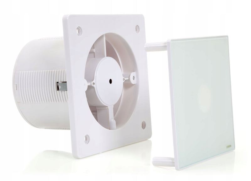 Bianco Ventilatore da bagno 150 mm - Ventilatore da bagno con valvola di non ritorno e timer - funzionamento silenzioso  - BFS150T - STERR