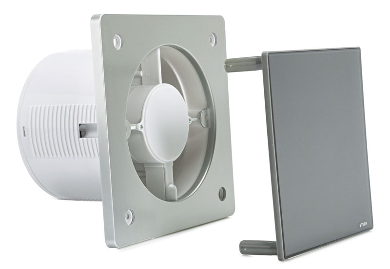 Ventilatore bagno grigio 150 mm - ventilatore bagno con valvola di non ritorno - funzionamento silenzioso - BFS150-G - STERR