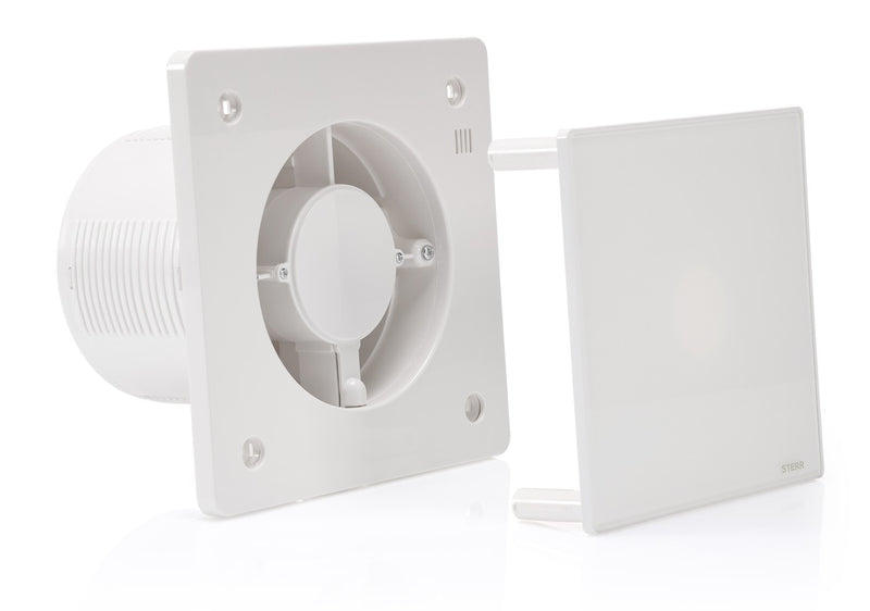 Ventilatore per bagno bianco 125 mm - Ventilatore per bagno con valvola di non ritorno, igrostato e timer - Funzionamento silenzioso - BFS125H - STERR